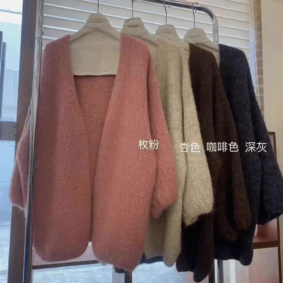 한 부서 느긋한 바람 부드러운 찹쌀 스웨터 여성 코트 가을 겨울 루즈핏 대 에디션 두꺼운 외국 가스 니트 오픈 가디건 외부 가져 가라. 상세 이미지 6