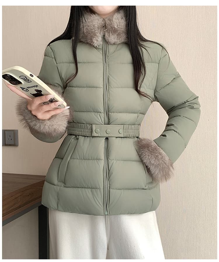 허리 수축 아래 면화 의류 여성 2026 년 새로운 갈비 살 면 옷 몸매 가꾸기 스탠드 칼라 목화 진딧물 겨울 고급 센스 재킷 상세 이미지 17
