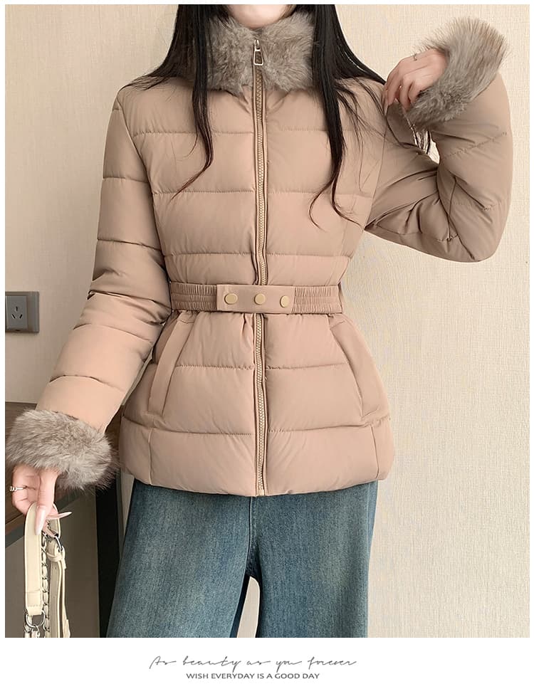 허리 수축 아래 면화 의류 여성 2026 년 새로운 갈비 살 면 옷 몸매 가꾸기 스탠드 칼라 목화 진딧물 겨울 고급 센스 재킷 상세 이미지 22