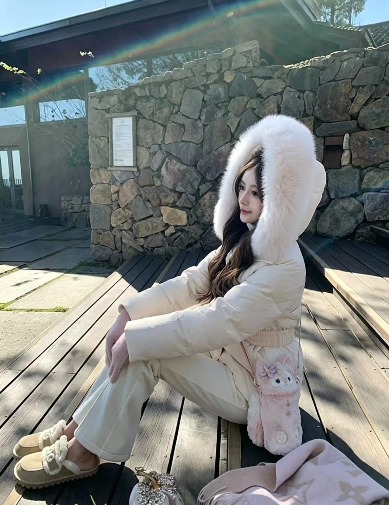 2026 새로운 부드러운 바람 쌀 큰 모피 칼라 면 의류 여성 펌프 로프 허리 수축 몸매 가꾸기 쇼트 스타일 보온 작은 키 재킷 상세 이미지 9