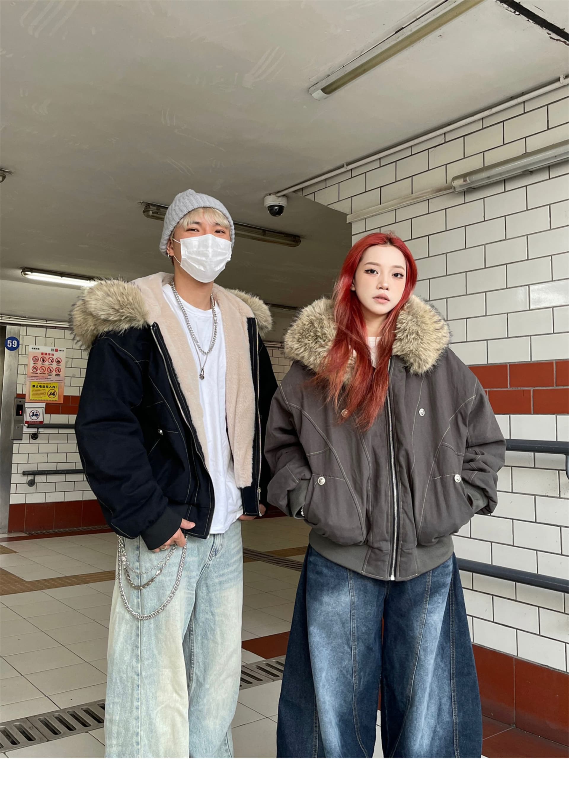 Parker 서비스 쇼트 스타일 아래 면화 의류 여성 모방 토끼털 큰 모피 칼라 후드 면 옷 2026 겨울 재킷 아메리칸 레트로 상세 이미지 8