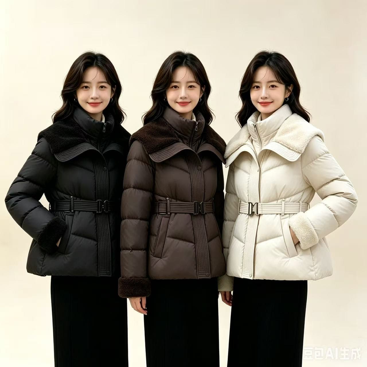 오리 오리 yaya 다운 재킷 여성 겨울 새로운 빅 칼라 허리 수축 슬림해 보이는 품격 쇼트 스타일 작은 키 면 의류 이미지 5