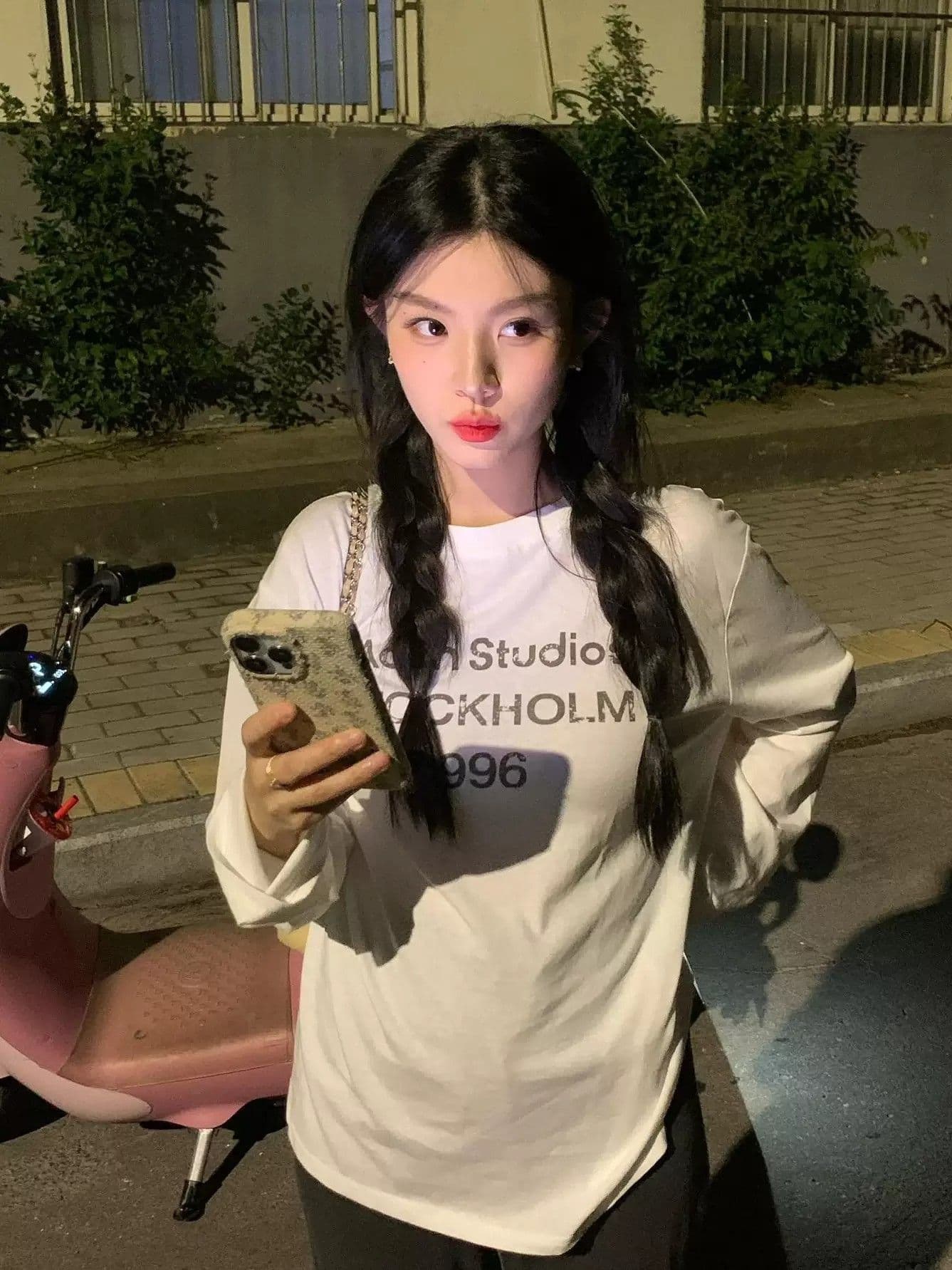 21 순면 이후 패키지 칼라 프린트 긴팔 티셔츠 여성 루즈핏 라운드 넥 맨위 상세 이미지 2