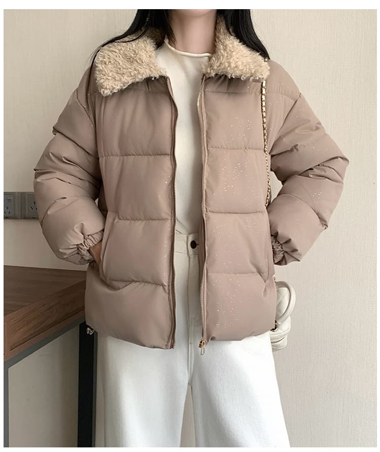 한국 스타일 두꺼운 보온 쇼트 스타일 면 옷 여성 겨울 모피 칼라 루즈핏 슬림해 보이는 다용도 연령 감소 면 의류 재킷 목화 진딧물 트렌디 상세 이미지 21