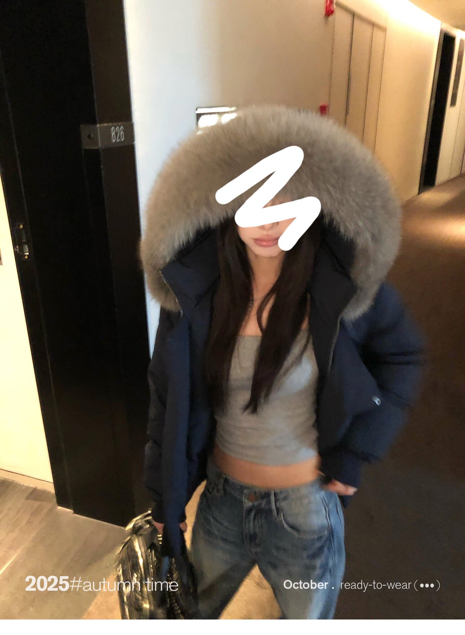 snoneone 블루스 순간 여우 모피 칼라 쇼트 스타일 자이언트 잘 생긴 아래 면화 의류 여자 작은 키 재킷 상세 이미지 35