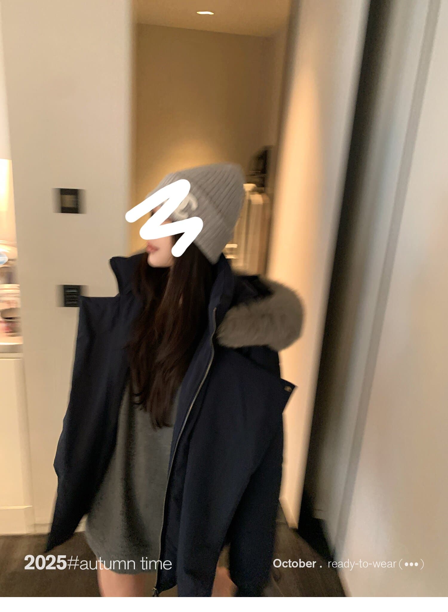 snoneone 블루스 순간 여우 모피 칼라 쇼트 스타일 자이언트 잘 생긴 아래 면화 의류 여자 작은 키 재킷 상세 이미지 61