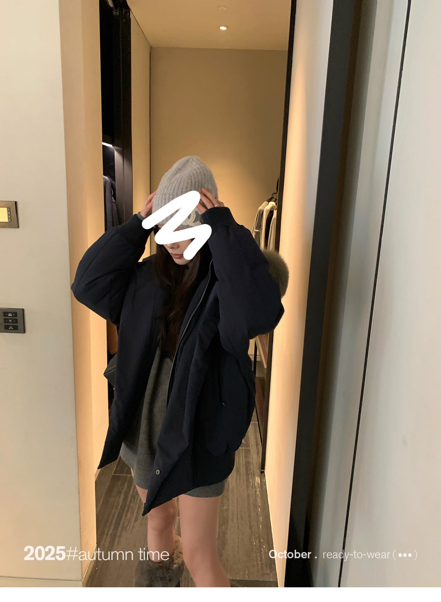 snoneone 블루스 순간 여우 모피 칼라 쇼트 스타일 자이언트 잘 생긴 아래 면화 의류 여자 작은 키 재킷 상세 이미지 64
