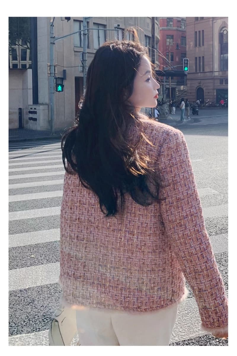 핑크색 작은 샤넬 스타일 두꺼움 여성 코트 가을 겨울 2026 새로운 폭발 고급 절묘한 여성 쇼트 스타일 내피 면 의류 상세 이미지 14