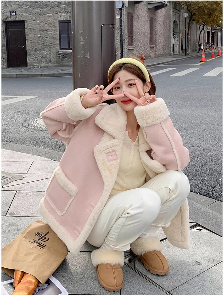 작은 샤넬 스타일 작은 대중 청춘 패션 플리스 재킷 여성 겨울 2026 새로운 작은 키 털이 있고 두꺼운 쇼트 스타일 면 옷 상세 이미지 17