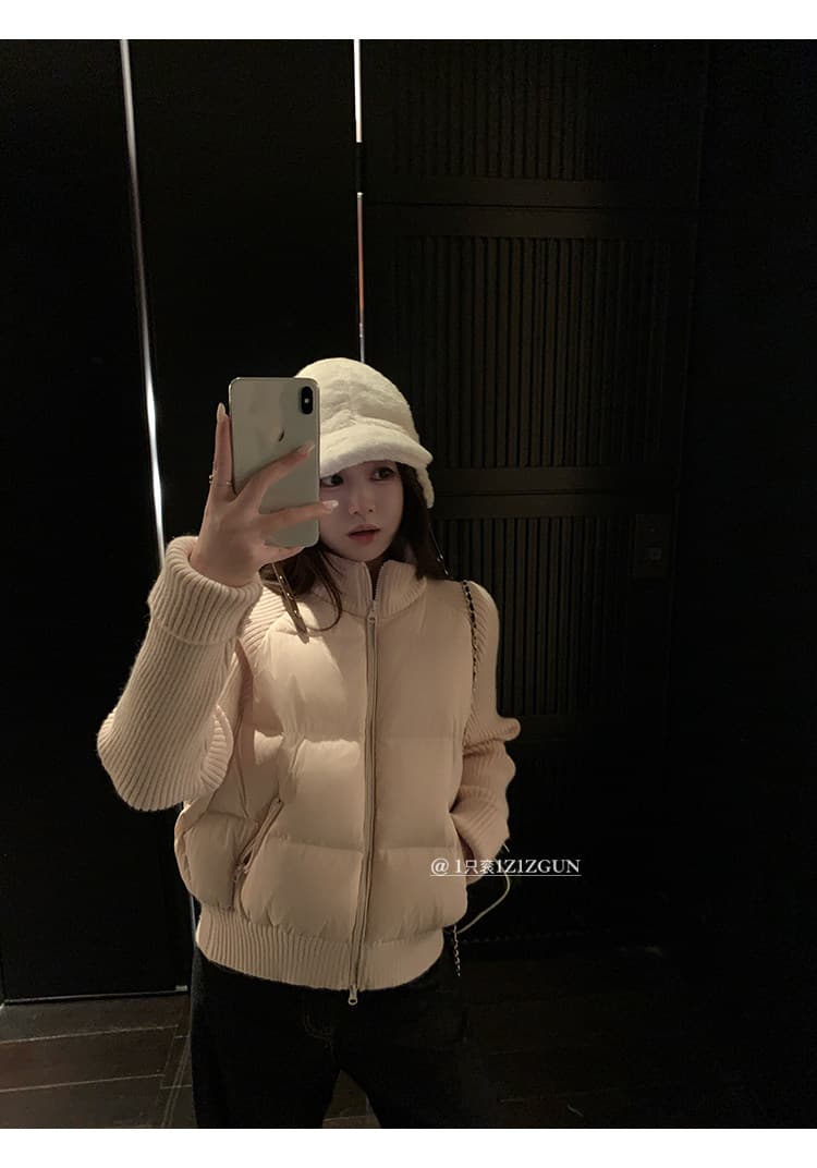 한 부서 슈퍼 잘 생긴 면 의류 여성 2026 새로운 겨울 니트 슬리브 면 옷 작은 키 목화 진딧물 두꺼운 겨울 의류 재킷 상세 이미지 37