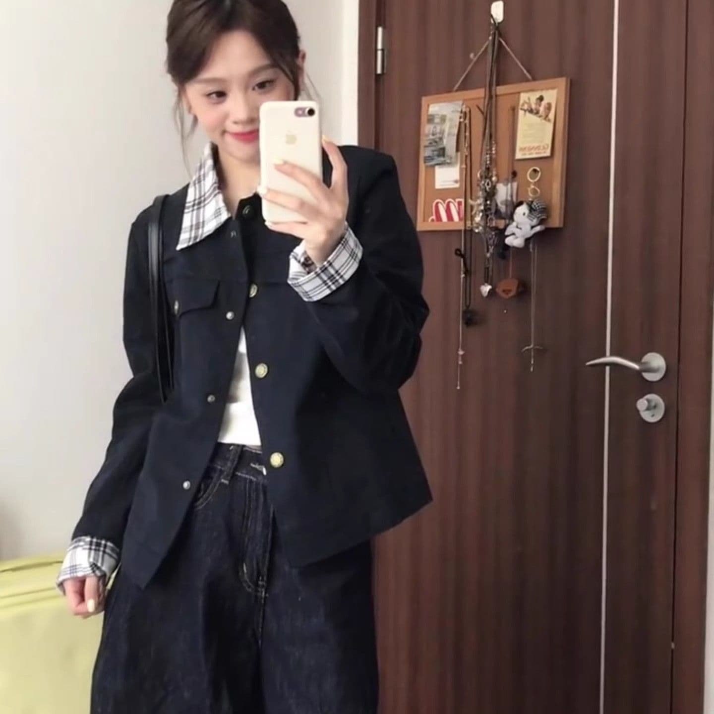 한 부서 이른 가을 배색 2026 여성 코트 작은 키 새로운 루즈핏 다용도 디자인 센스 폴로 칼라 오픈 가디건 재킷 트렌디