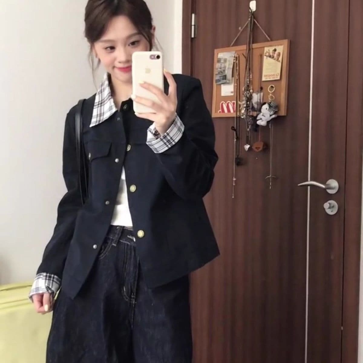 한 부서 이른 가을 배색 2026 여성 코트 작은 키 새로운 루즈핏 다용도 디자인 센스 폴로 칼라 오픈 가디건 재킷 트렌디 상세 이미지 3