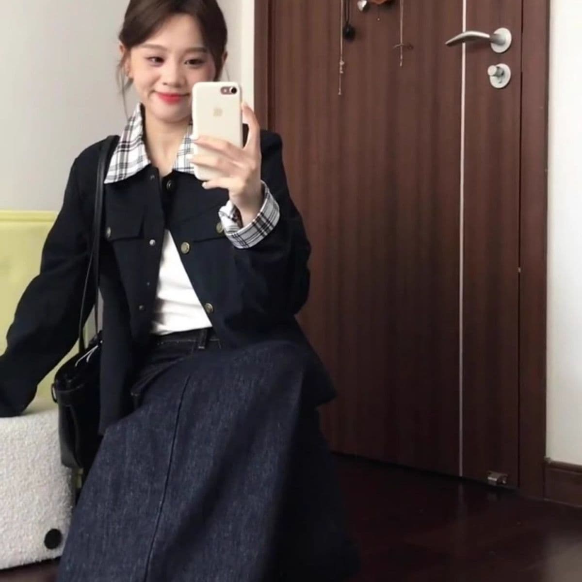 한 부서 이른 가을 배색 2026 여성 코트 작은 키 새로운 루즈핏 다용도 디자인 센스 폴로 칼라 오픈 가디건 재킷 트렌디 상세 이미지 5