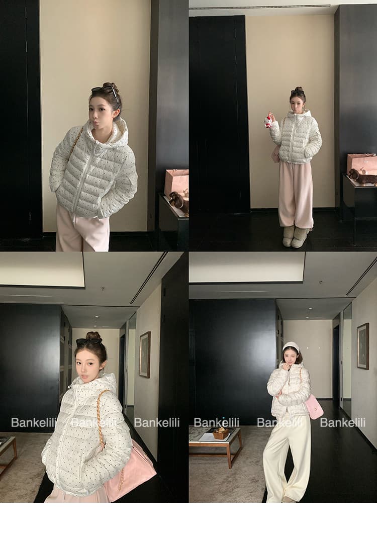 밤나무 코코아 한 여성 꽃무늬 따뜻한 따뜻한 패키지 겨울 제로 압력 센스 ins 갈비 살 후드 다운 재킷 여성 겨울 면 옷 상세 이미지 7