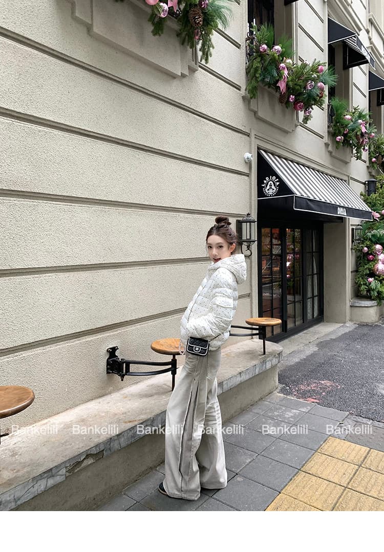 밤나무 코코아 한 여성 꽃무늬 따뜻한 따뜻한 패키지 겨울 제로 압력 센스 ins 갈비 살 후드 다운 재킷 여성 겨울 면 옷 상세 이미지 14