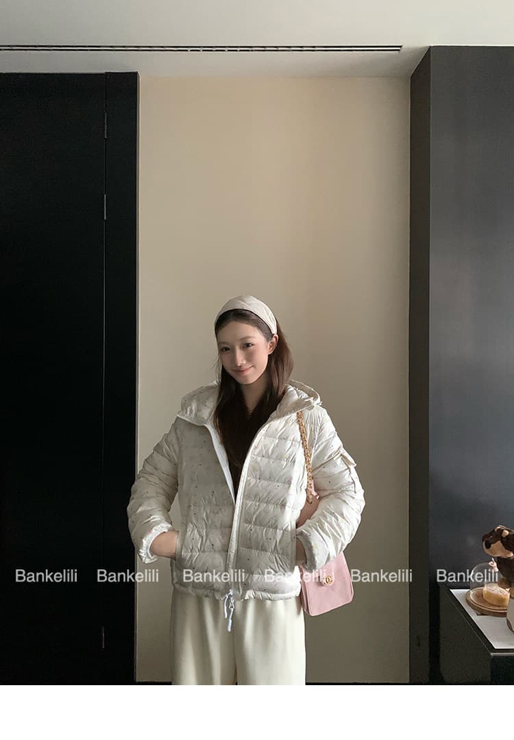 밤나무 코코아 한 여성 꽃무늬 따뜻한 따뜻한 패키지 겨울 제로 압력 센스 ins 갈비 살 후드 다운 재킷 여성 겨울 면 옷 상세 이미지 24