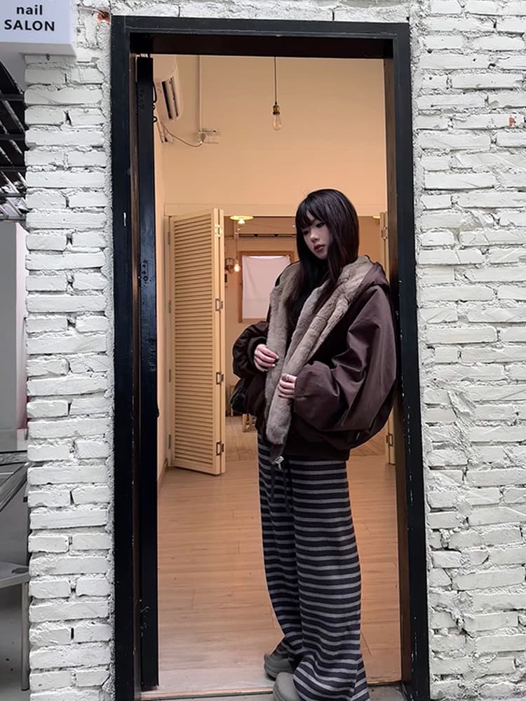 양면 착용 한국 스타일 좌 산 조각 면 의류 커플 쇼트 스타일 가을 겨울 루즈핏 방한 두꺼운 보온 재킷 짧은 외투 상세 이미지 7