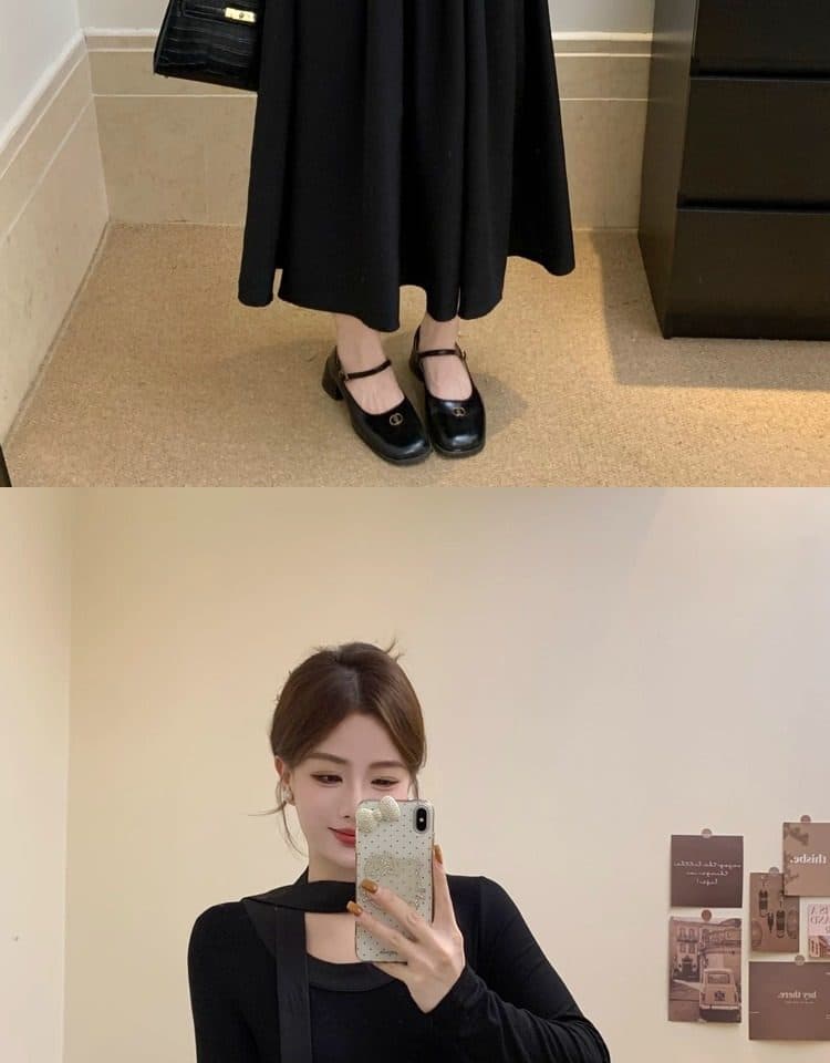 2026 새로운 프랑스식 품격 우아함 고급 센스 여성 드레스 가을 그는 벤 바람 작은 검은 드레스 상세 이미지 13