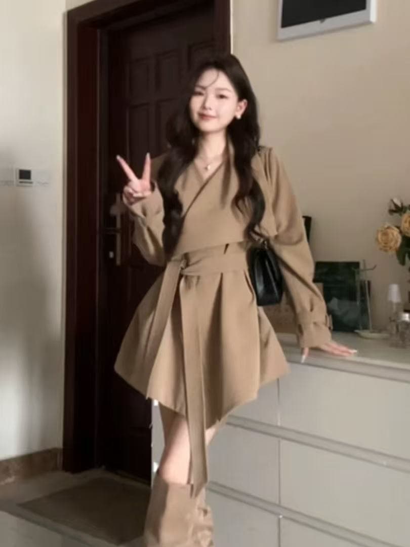 로얄 자매 착용 가져 가라. 고급 센스 품격 레이스업 허리 수축 슬림해 보이는 바람막이 고유 한 슈퍼 잘 생긴 재킷 26 년 가을 착용 가져 가라.