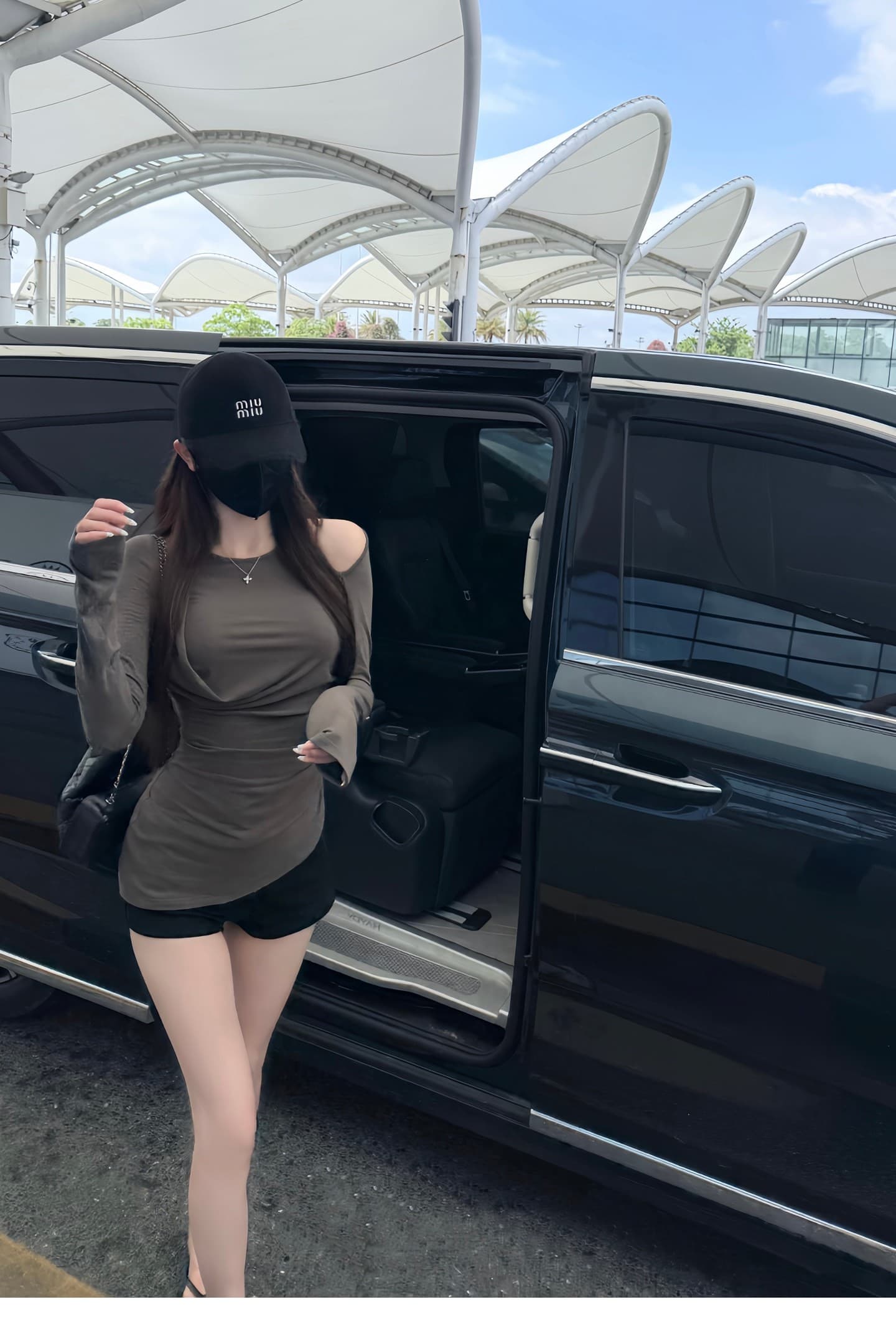 원본 품질 회색 긴팔 티셔츠 슬림해 보이는 불규칙 종이 사람들 자외선 차단 블라우스 꼬집기 허리 위로 의류 이미지 4