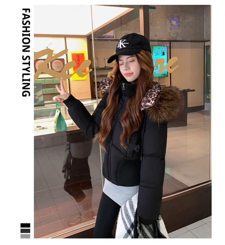 아메리칸 모피 칼라 후드 아래 면화 의류 여성 겨울 새로운 두꺼운 한국 스타일 허리 수축 쇼트 스타일 작은 코튼 외투 상세 이미지 41
