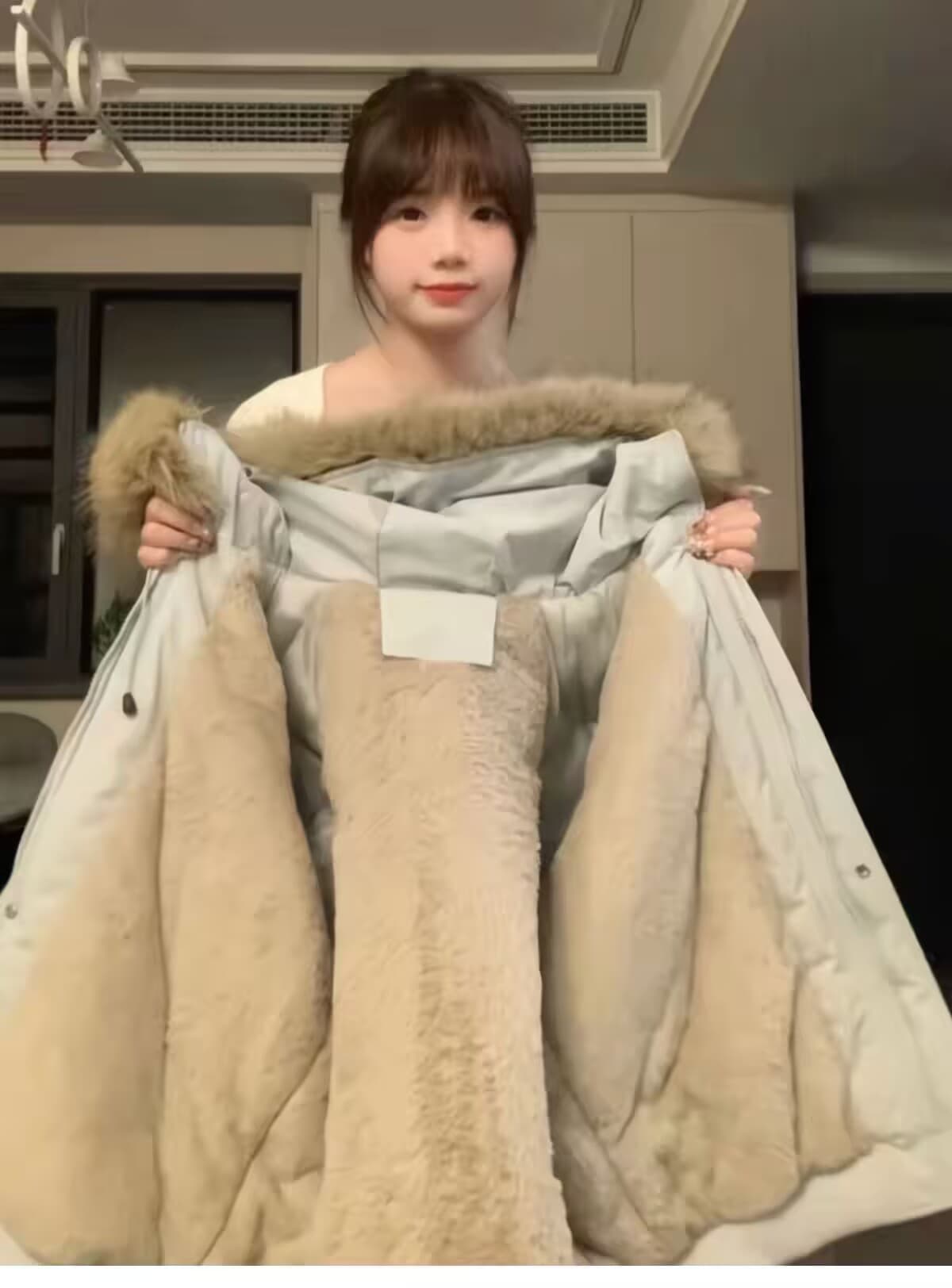 2026 겨울 학원 스타일 작은 곰 귀 모피 칼라 탈착식 재킷 면 옷 여성 두꺼운 보온 루즈핏 캐주얼 목화 진딧물 상세 이미지 8
