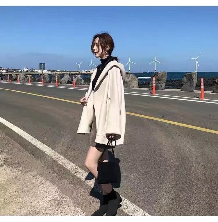 단면 모직 코트 가을 겨울 다용도 작은 샤넬 스타일 짧은 개인 프랑스식 망토 모직 외투 여자 학생 쇼트 스타일 상세 이미지 6