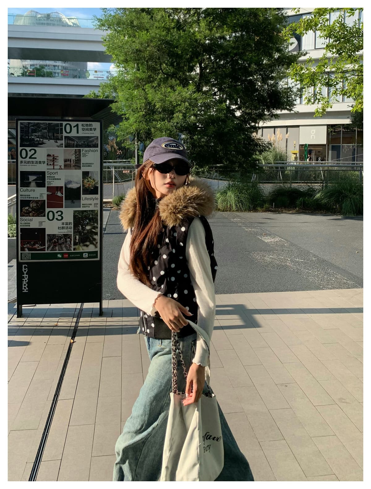 실사 아메리칸 도트 무늬 탈착식 모자 민소매 면 베스트 여성 레저 모피 칼라 수 있습니다. 철거 스택 착용 재킷 상세 이미지 14