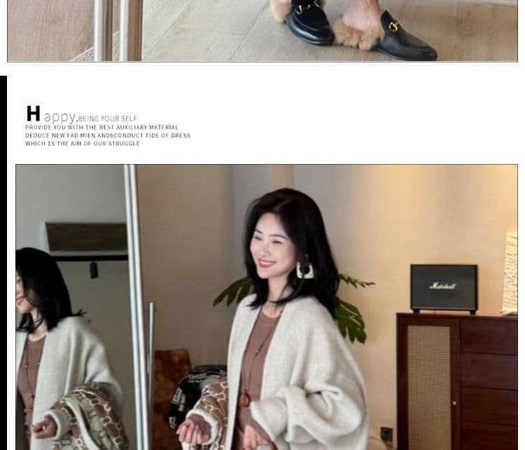 원본 좋은 품질 한 부서 중간 길이 니트 오픈 가디건 여성 가을 겨울 두꺼운 고유 한 잘 생긴 단추 한 알 외투 상세 이미지 30