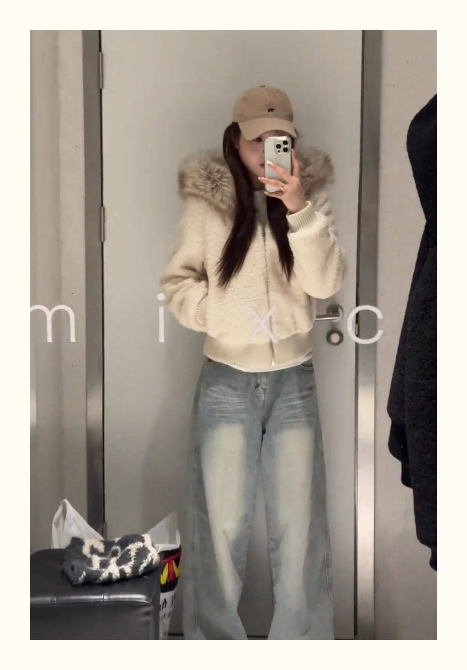 양털 털이 있는 모피 칼라 면 의류 여성 작은 키 겨울 새로운 느긋한 바람 루즈핏 쇼트 스타일 면 옷 재킷 목화 진딧물 여성 상세 이미지 8