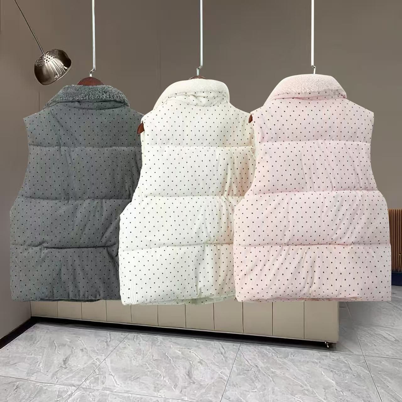 털이 많은 스탠드 칼라 연령 감소 디자인 센스 루즈핏 빅 사이즈 작은 키 민소매 어깨 면 의류 조끼 여성 코트 베스트 상세 이미지 5