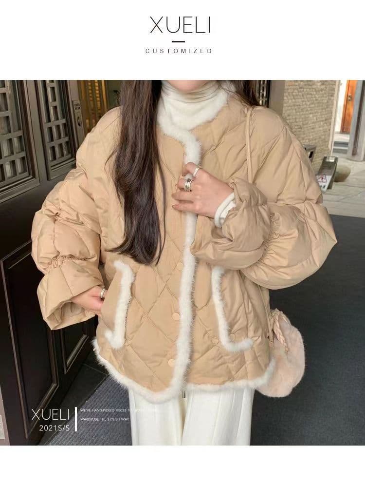 링 그리드 아래 면화 의류 여성 겨울 디자인 센스 작은 대중 얇고 가벼운 면 옷 새로운 폭발 고급 센스 짧은 외투 상세 이미지 5