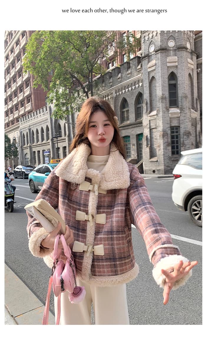 레트로 모피 패치워크 스웨이드 원단 여성 코트 가을 겨울철 아름다움 라드. 두꺼운 소뿔 버클 고유 한 슈퍼 잘 생긴 상세 이미지 23