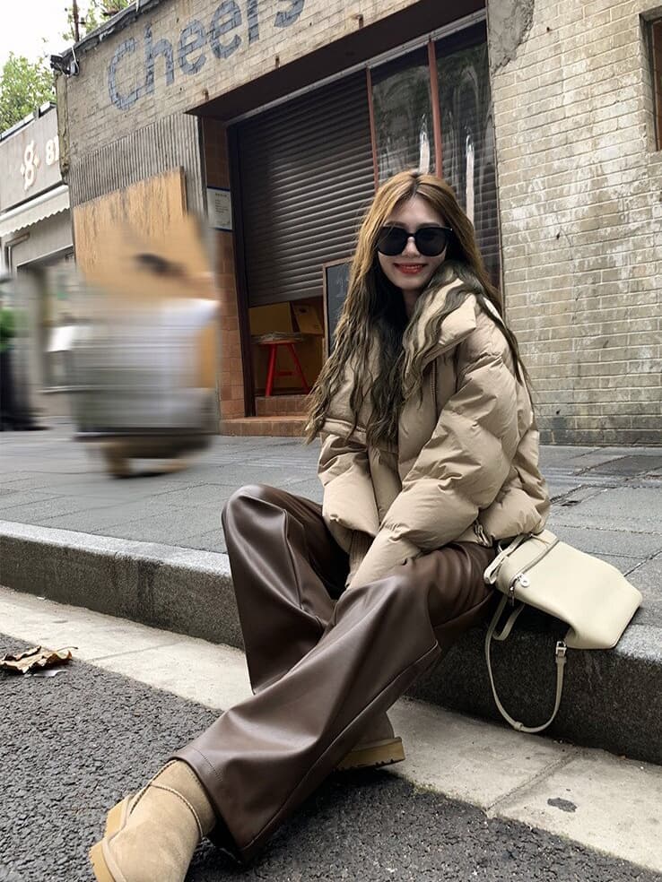 따뜻한 따뜻한 겨울 세련된 루즈핏 XL 한국 스타일 폴로 칼라 쇼트 스타일 다운 외투 작은 키 아래 면화 의류 상세 이미지 6