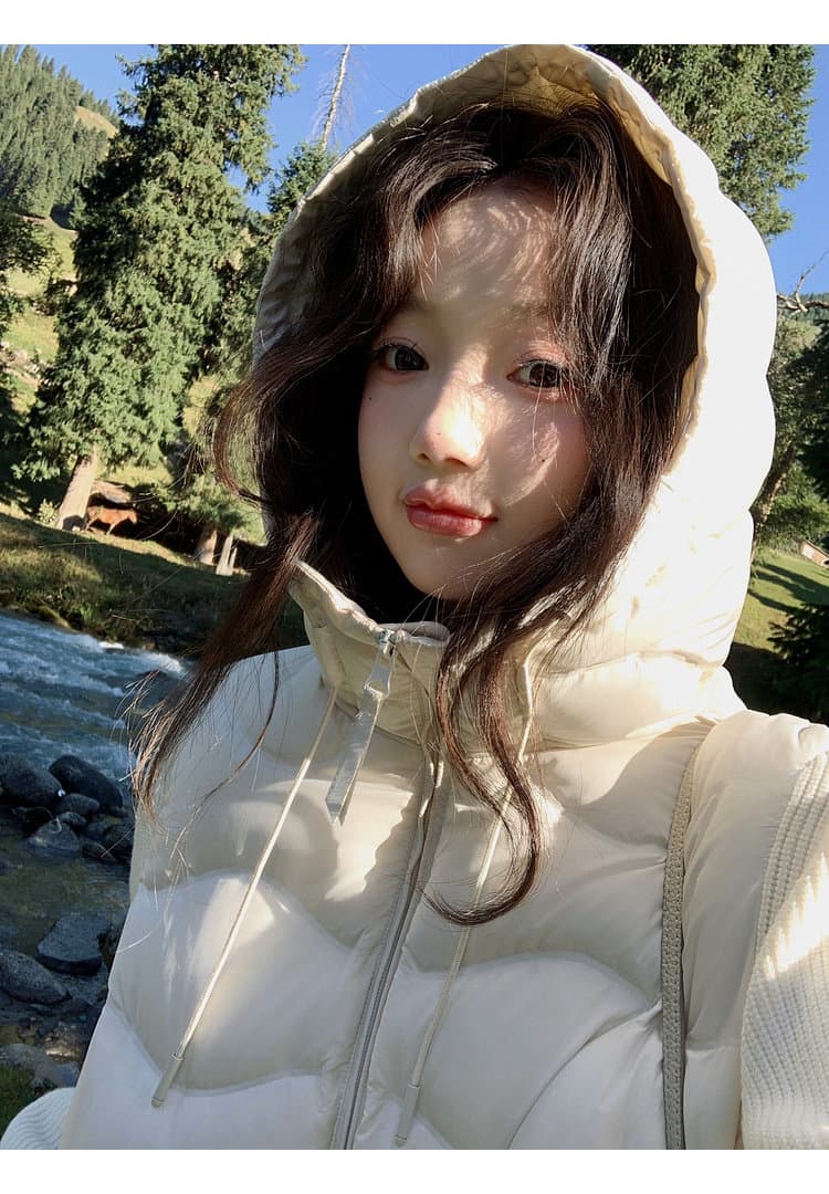 장 베이 베이 ibell 압력 접착제 서두르다 푹신한 연령 감소 보온 니트 패치워크 빛 아래 면화 의류 여성 코트 상세 이미지 12