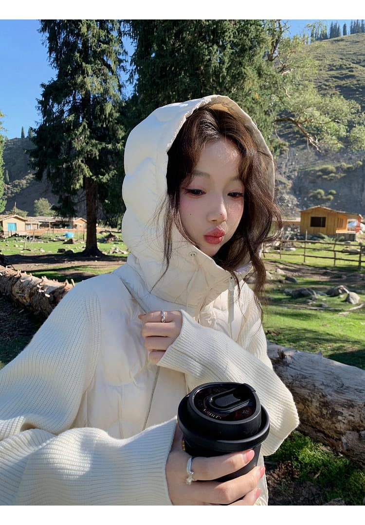 장 베이 베이 ibell 압력 접착제 서두르다 푹신한 연령 감소 보온 니트 패치워크 빛 아래 면화 의류 여성 코트 상세 이미지 81