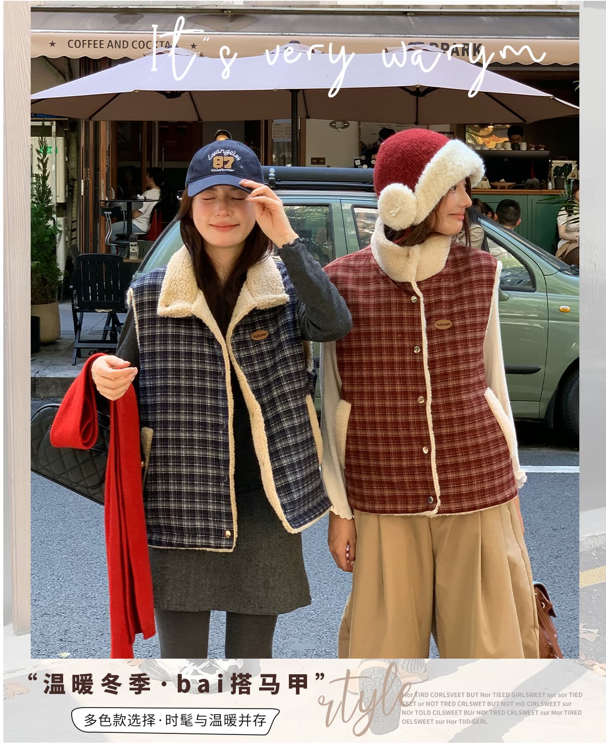 아메리칸 디자인 센스 양면 착용 체크무늬 플리스 면 옷 베스트 가을 겨울 루즈핏 캐주얼 보온 재킷 2026 상세 이미지 3