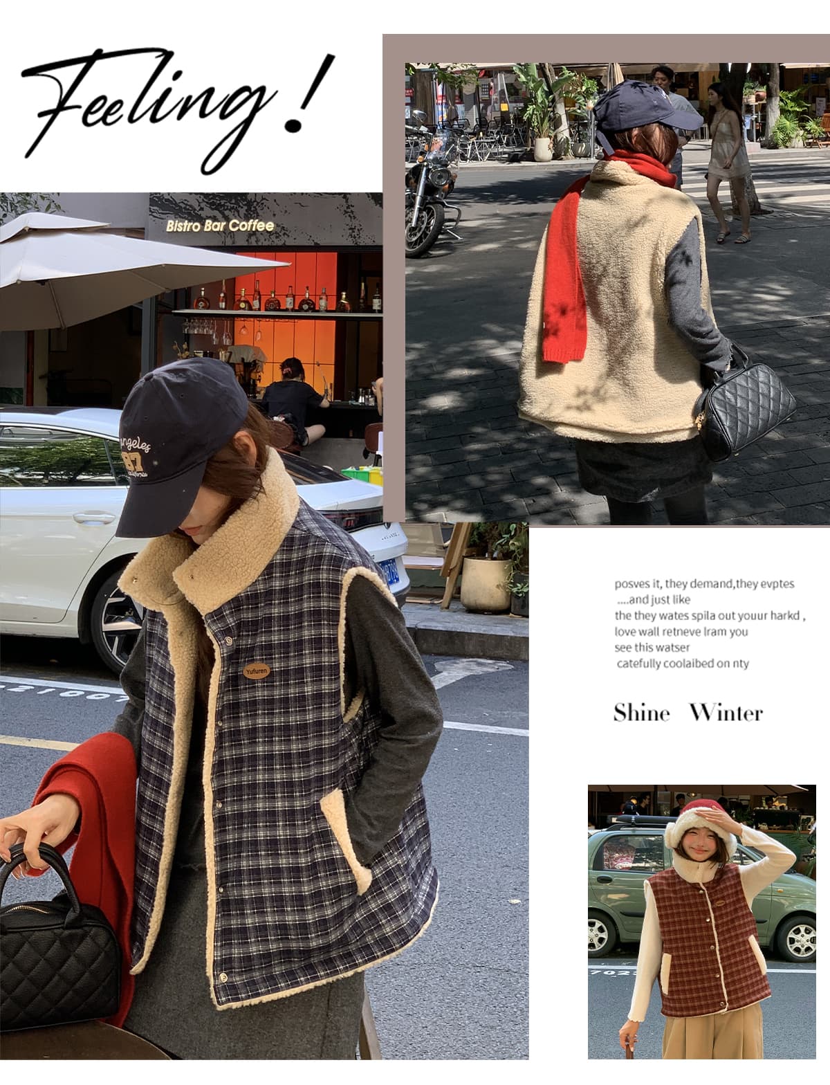 아메리칸 디자인 센스 양면 착용 체크무늬 플리스 면 옷 베스트 가을 겨울 루즈핏 캐주얼 보온 재킷 2026 상세 이미지 6