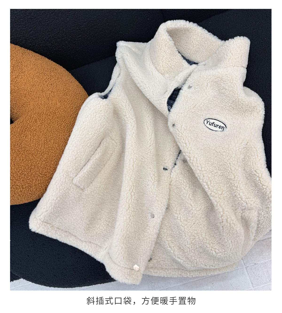 아메리칸 디자인 센스 양면 착용 체크무늬 플리스 면 옷 베스트 가을 겨울 루즈핏 캐주얼 보온 재킷 2026 상세 이미지 35