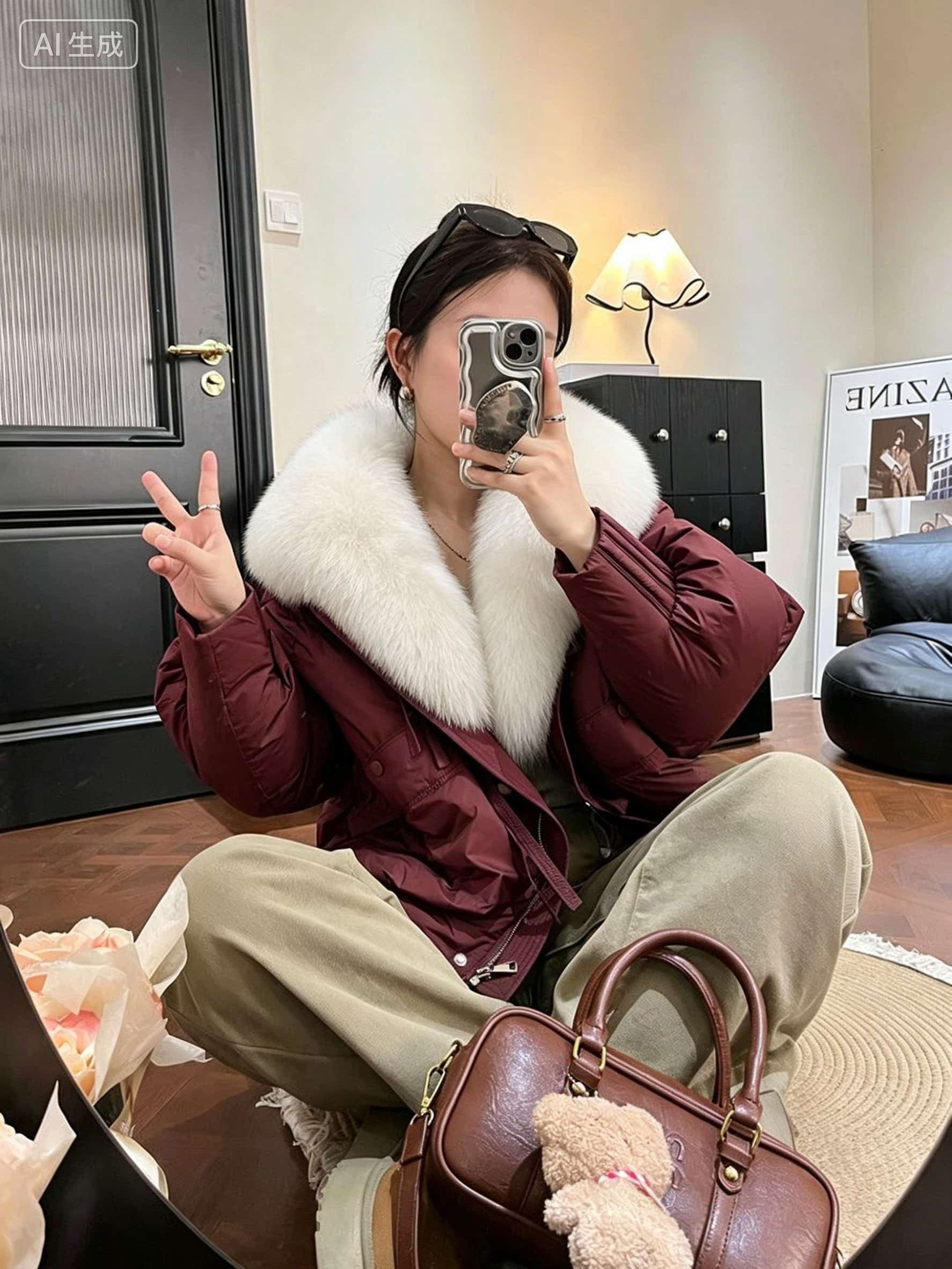 고급 큰 모피 칼라 아래 면화 의류 여성 짧은 겨울 새로운 시간 여전히 철거 모피 칼라 두꺼운 재킷 상세 이미지 23