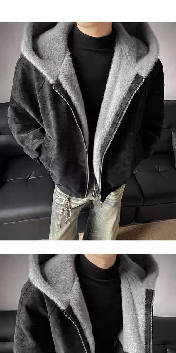2026 겨울 새로운 목화 진딧물 좌 산 조각 오토바이 털이 있고 두꺼운 야외 방풍 커플 면 옷 皮棉 외투 상세 이미지 9