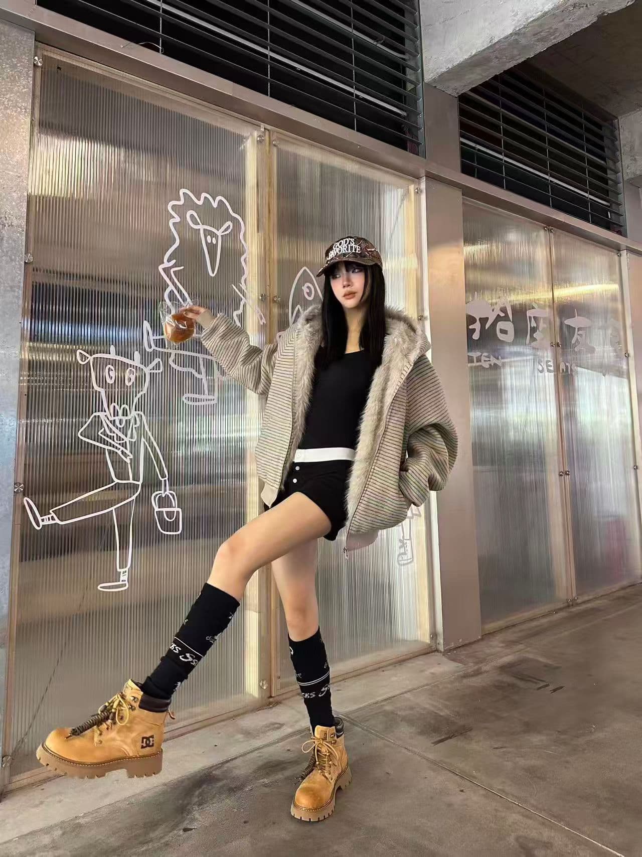 스트라이프 프로필 모양 모피 칼라 두꺼운 면 옷 남자 폭발 2026 새로운 좌 산 조각 여성 코트 머저리 상세 이미지 3
