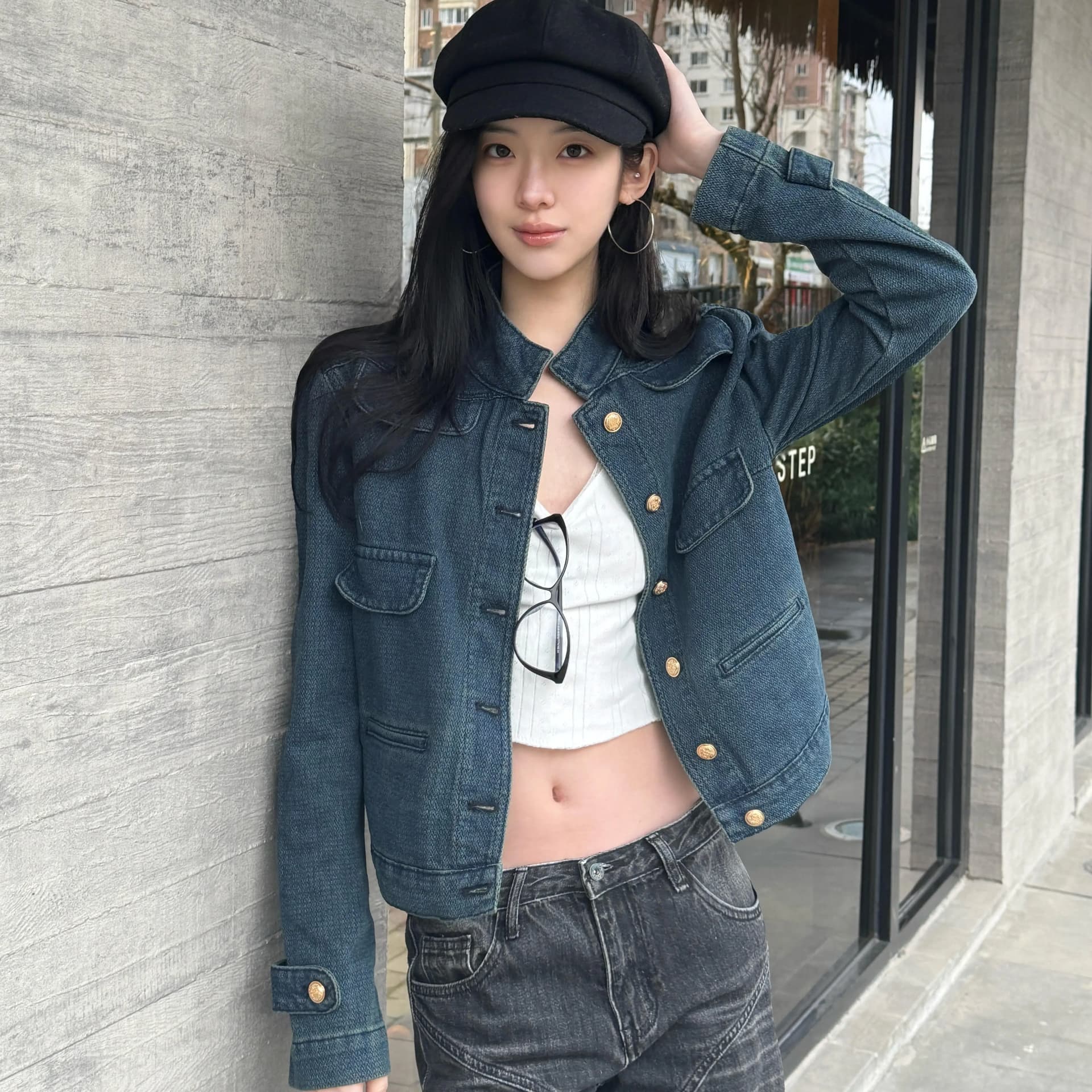 데님 작은 샤넬 스타일 여성 코트 봄 가을 새로운 천 골드 오래된 돈 바람 레트로 슬림해 보이는 긍정적 인 어깨 달콤한 차가운 재킷 맨위 트렌디 상세 이미지 3