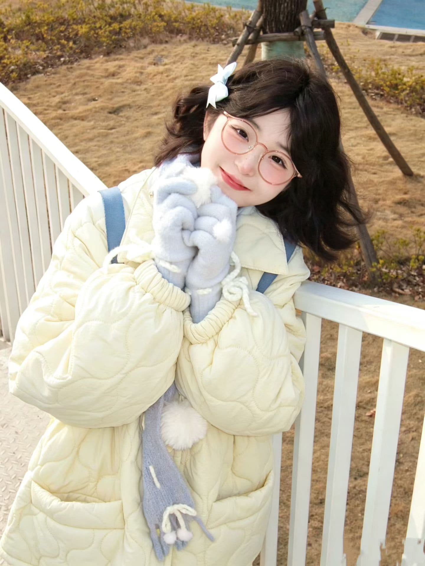실사 도파민 색상 링 그리드 면 의류 여성 새로운 레트로 재킷 패딩 재킷 루즈핏 인사이드 바닥 양털 한국 스타일 이미지 4
