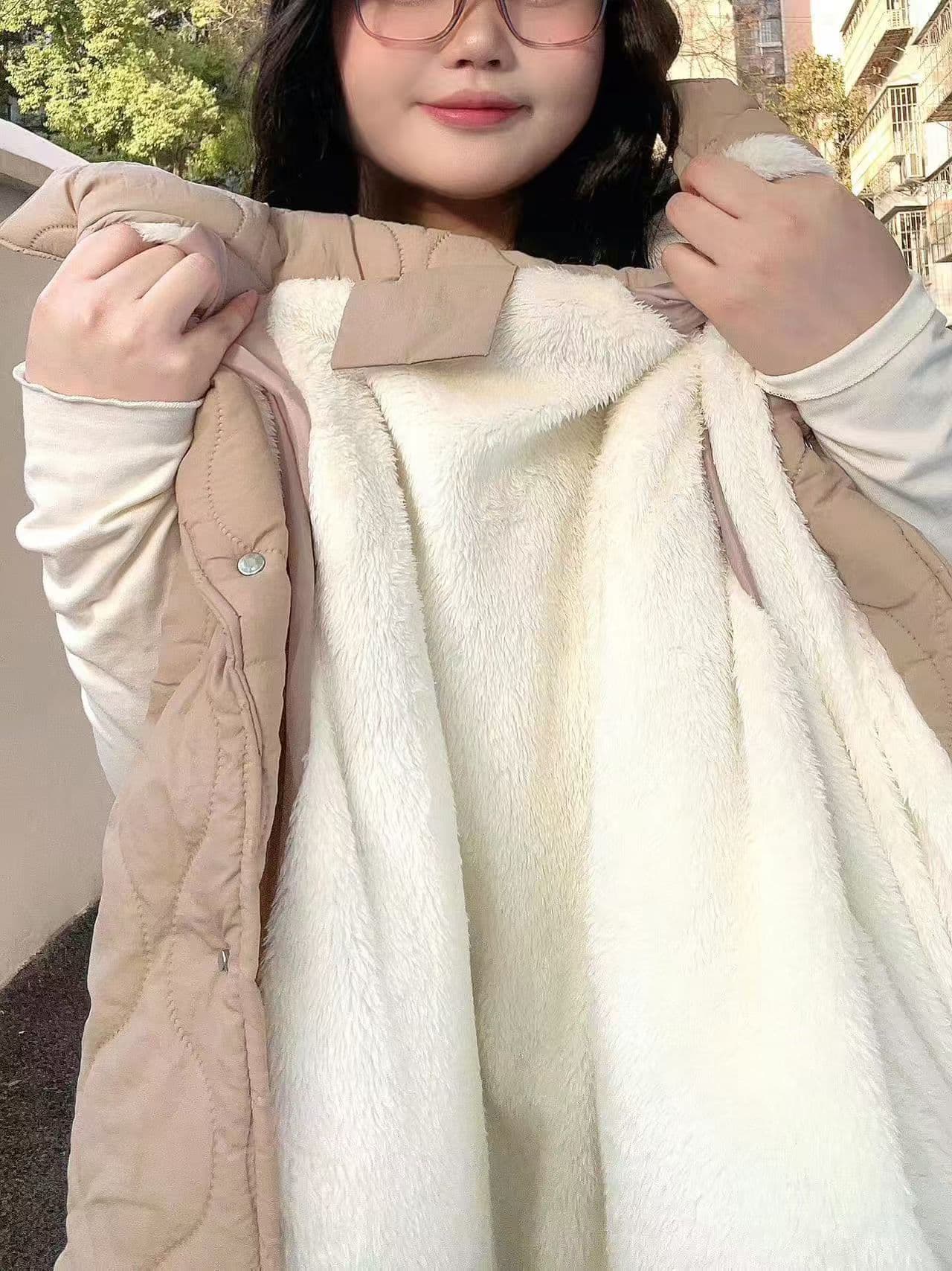 실사 도파민 색상 링 그리드 면 의류 여성 새로운 레트로 재킷 패딩 재킷 루즈핏 인사이드 바닥 양털 한국 스타일 상세 이미지 7
