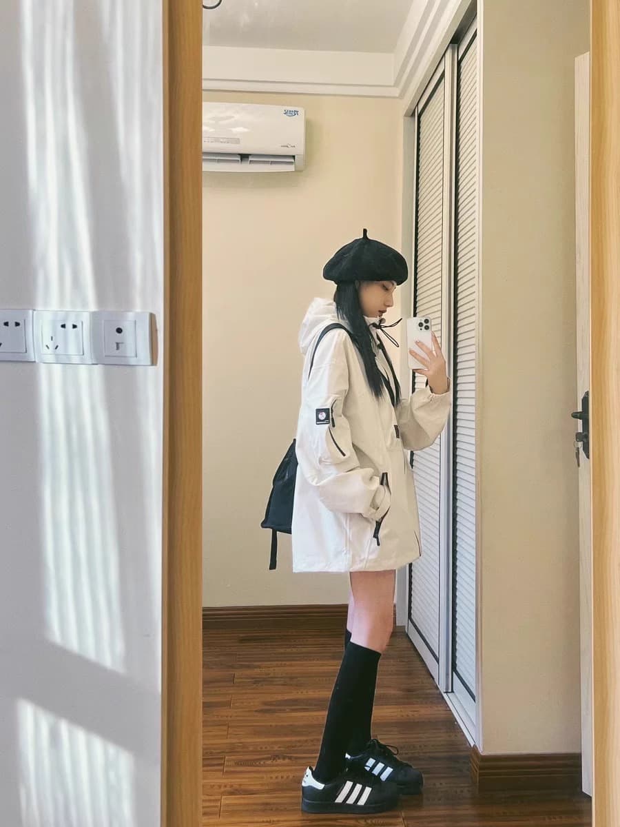 레트로 아메리칸 기능 후드 자켓 여성 코트 가을 새로운 조수 브랜드 루즈핏 커플 다용도 야외 맨위 상세 이미지 6