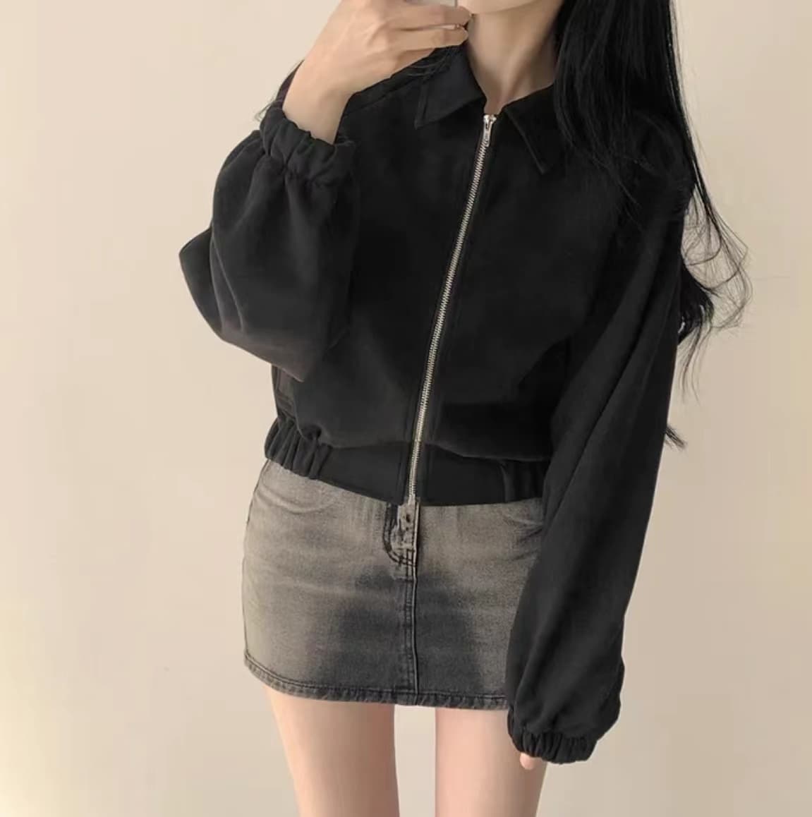 한국 chic 가을 프랑스식 레트로 폴로 칼라 당겨서 사슬 플러시 표면 센스 루즈핏 다용도 긴팔 쇼트 스타일 재킷 재킷 상세 이미지 14