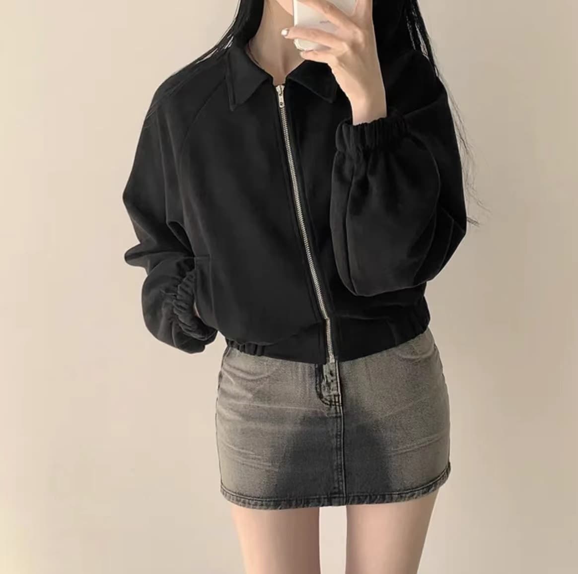 한국 chic 가을 프랑스식 레트로 폴로 칼라 당겨서 사슬 플러시 표면 센스 루즈핏 다용도 긴팔 쇼트 스타일 재킷 재킷 상세 이미지 22