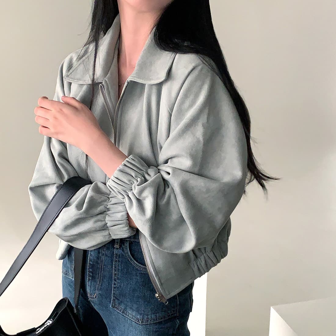 한국 chic 가을 프랑스식 레트로 폴로 칼라 당겨서 사슬 플러시 표면 센스 루즈핏 다용도 긴팔 쇼트 스타일 재킷 재킷 상세 이미지 34