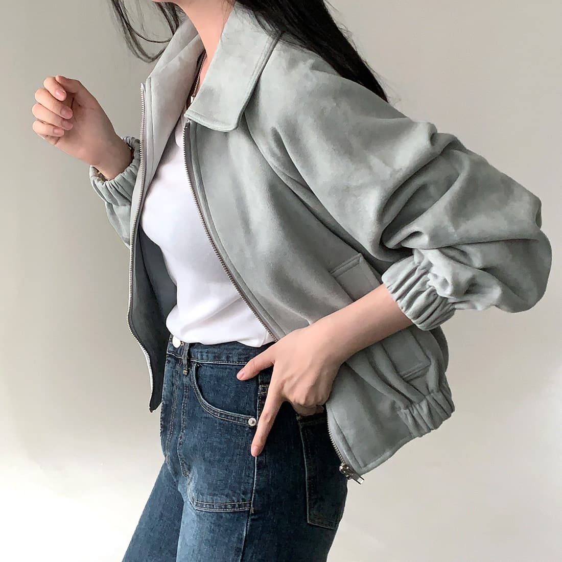 한국 chic 가을 프랑스식 레트로 폴로 칼라 당겨서 사슬 플러시 표면 센스 루즈핏 다용도 긴팔 쇼트 스타일 재킷 재킷 상세 이미지 35